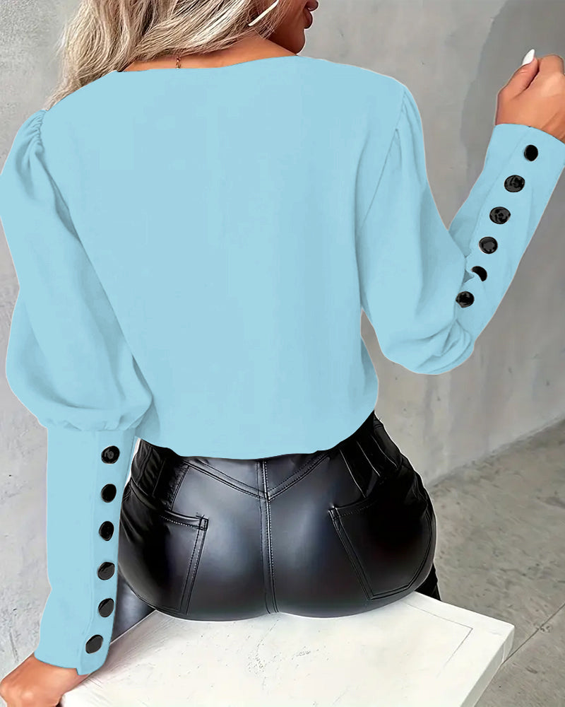 Women’s V-Neck Contrast Blouse