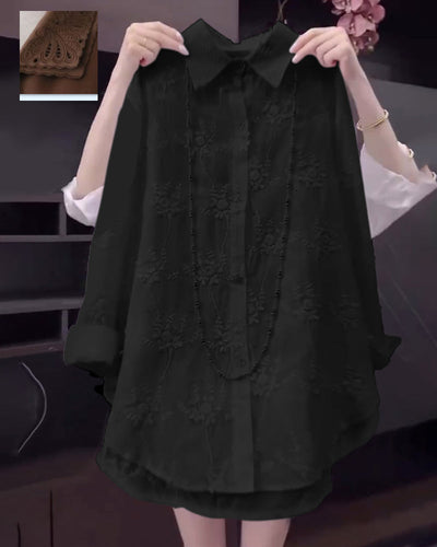 Shirt Uni Embroidered Drop-Shoulder