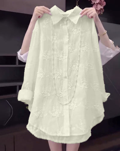 Shirt Uni Embroidered Drop-Shoulder