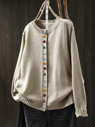 Elena™ | Vintage Button Knit Cardigan