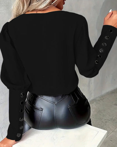 Women’s V-Neck Contrast Blouse
