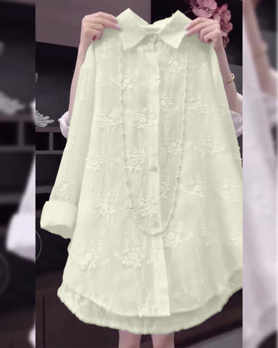 Shirt Uni Embroidered Drop-Shoulder