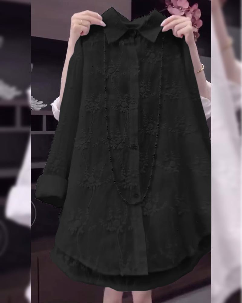 Shirt Uni Embroidered Drop-Shoulder