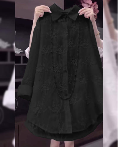 Shirt Uni Embroidered Drop-Shoulder