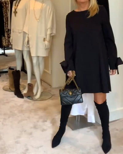 Dress Fashionable Round Neck Bow Sleeves