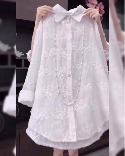 Shirt Uni Embroidered Drop-Shoulder