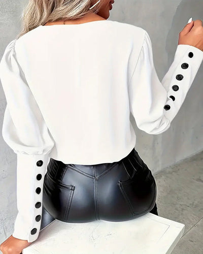Women’s V-Neck Contrast Blouse