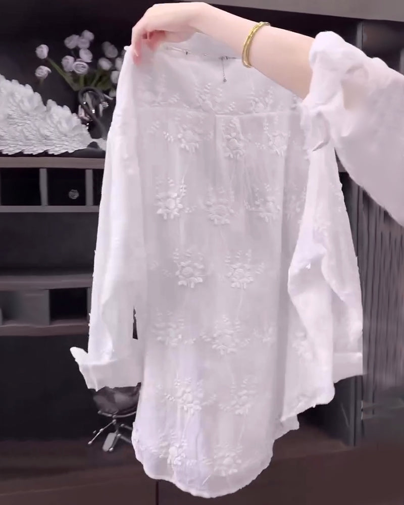 Shirt Uni Embroidered Drop-Shoulder