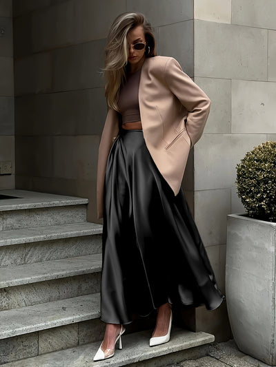 Versatile Satin Evening Skirt
