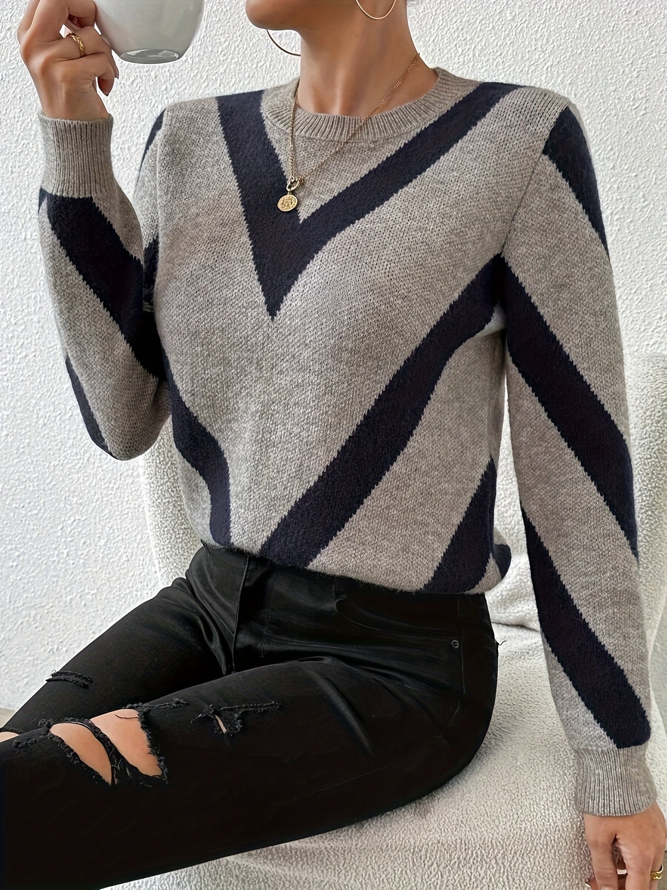Elegant V-Design Sweater