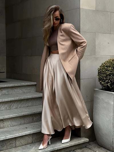 Versatile Satin Evening Skirt