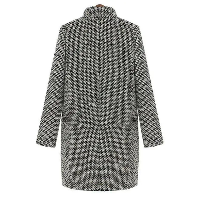 Elegant Houndstooth Long Coat