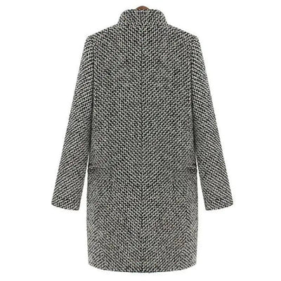 Elegant Houndstooth Long Coat