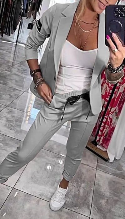 2-PIECE SET OF CASUAL SUIT JACKET AND PANTS FOR WOMEN