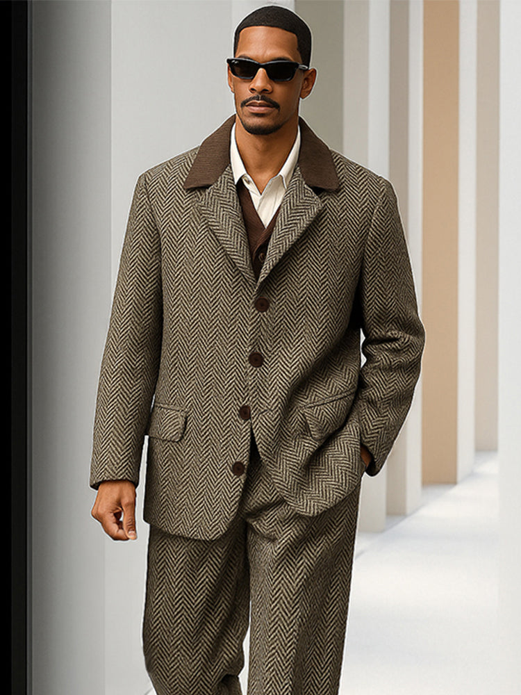 Vintage Herringbone Tweed Matching Set