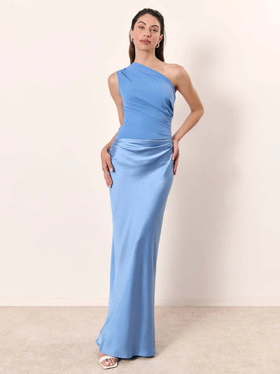 Amara One-Shoulder Satin Maxi Dress