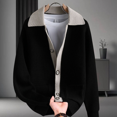 TWO-TONE KNIT CARDIGAN