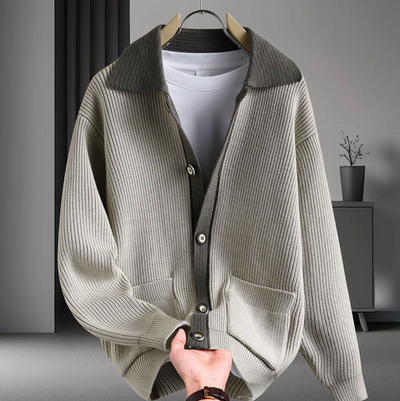 TWO-TONE KNIT CARDIGAN