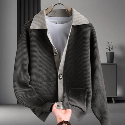 TWO-TONE KNIT CARDIGAN