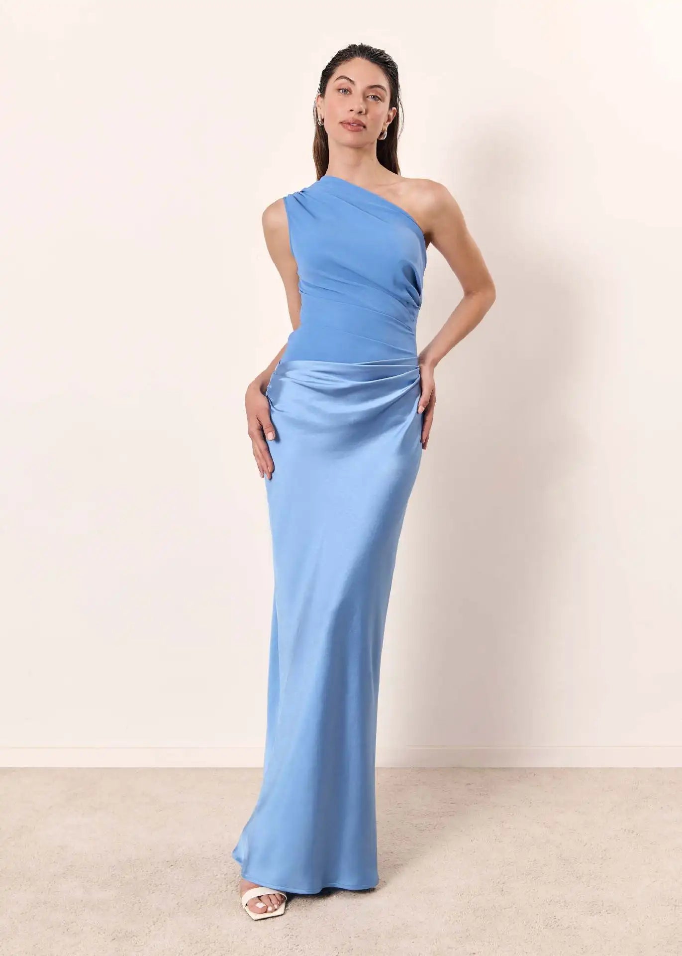 Amara One-Shoulder Satin Maxi Dress