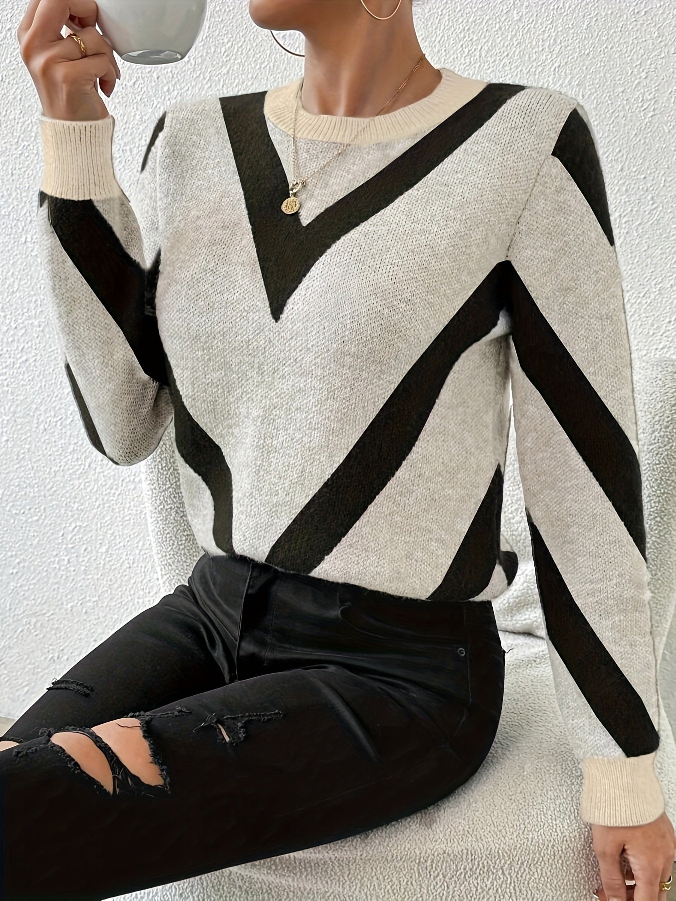 Elegant V-Design Sweater