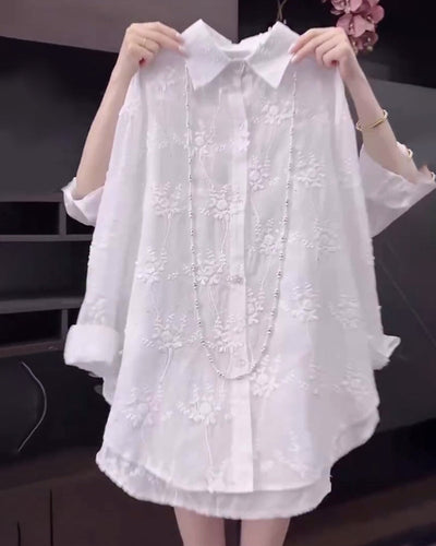 Shirt Uni Embroidered Drop-Shoulder