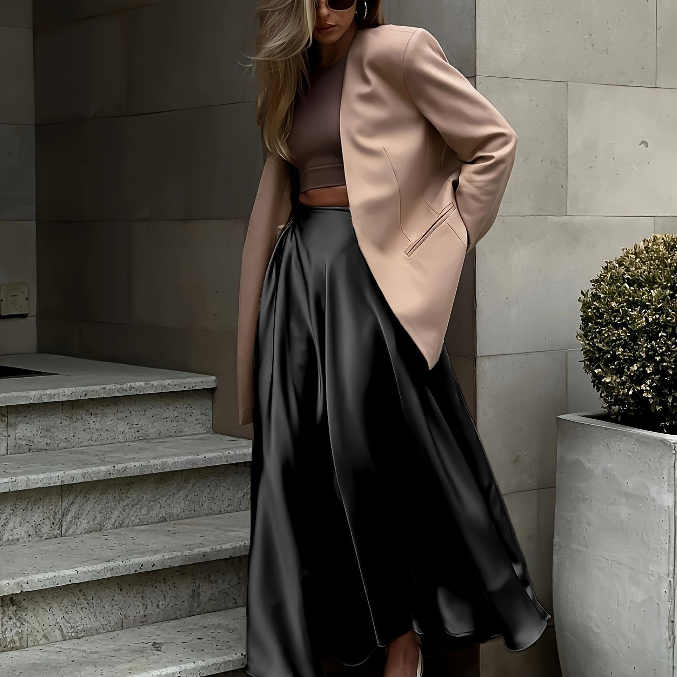 Versatile Satin Evening Skirt