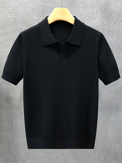 Men’s Ribbed Knit Shirt – Black & White