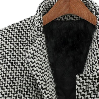Elegant Houndstooth Long Coat