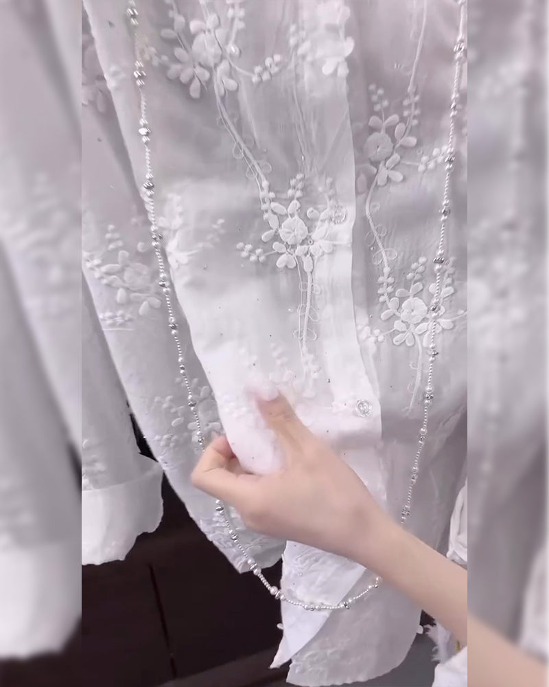 Shirt Uni Embroidered Drop-Shoulder