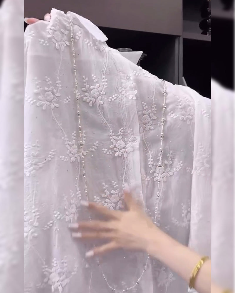 Shirt Uni Embroidered Drop-Shoulder