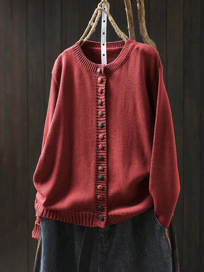 Elena™ | Vintage Button Knit Cardigan