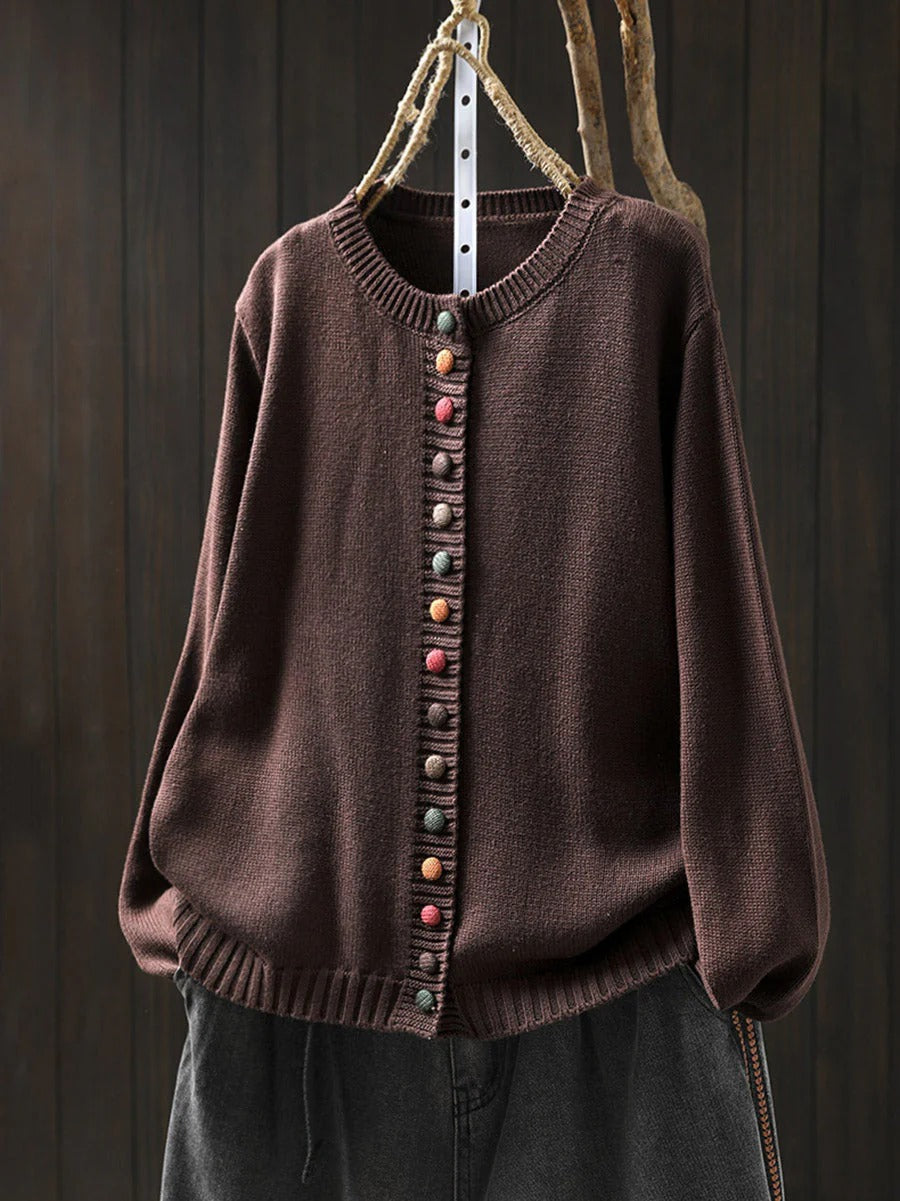 Elena™ | Vintage Button Knit Cardigan